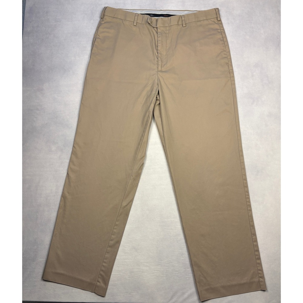 Callaway C-Tech Golf Pants Mens 38x32 Khaki Tan Flat Front Cotton Chino Trousers